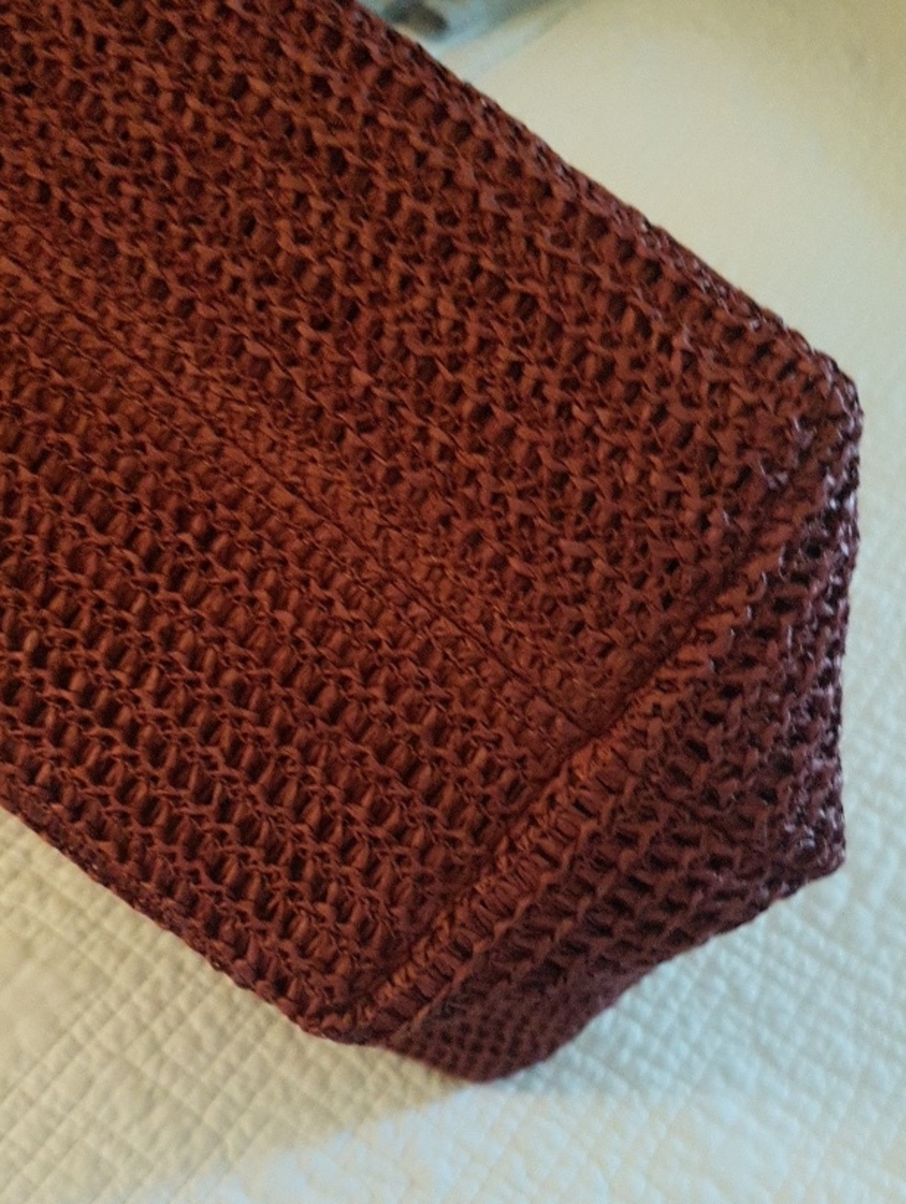 COACH Burgundy Woven Tote Bag -Brown Leather Handles. - Picture 8 of 10